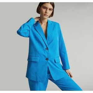 Everlane Blue Tencel Cotton Blazer 4 & Trouser 6 Suit Set Electric Blue